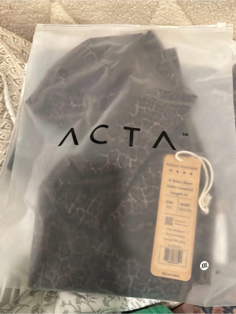 ACTA Leopard-Print Athletic Biker Shorts - Black and Brown